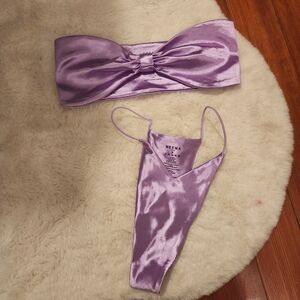 Neena Lavender Satin Bikini Set